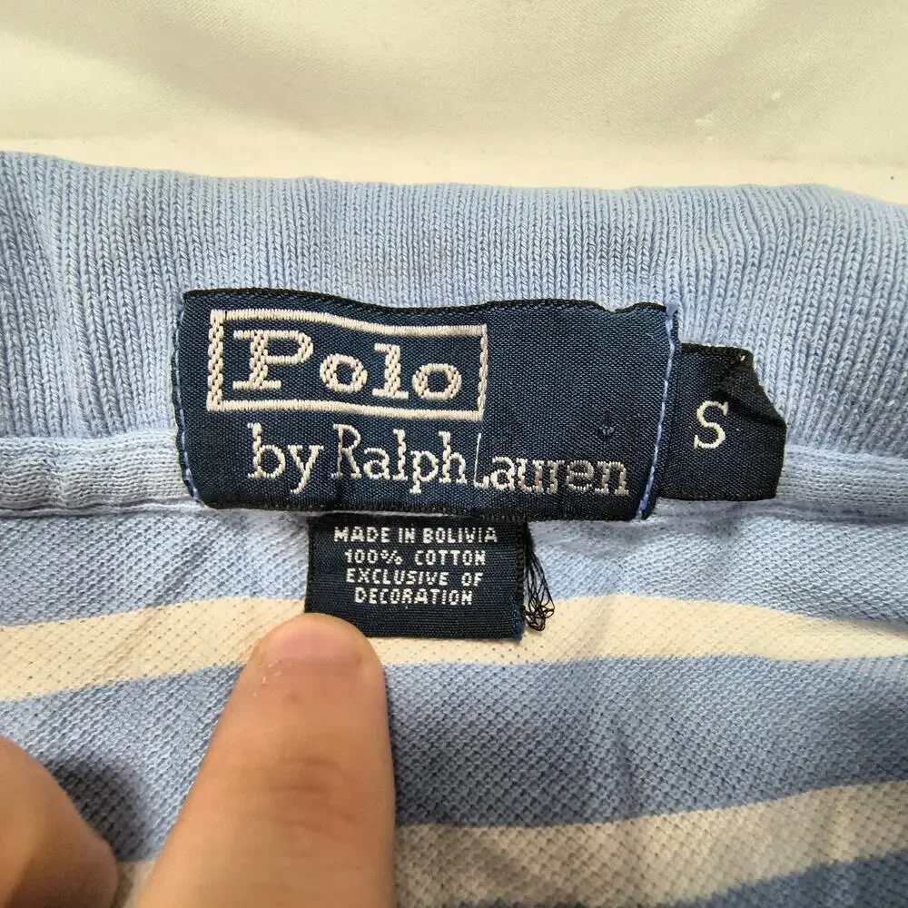 Polo by Ralph Lauren Short Sleeve Collared Polo Shirt Mens Size S Blue White